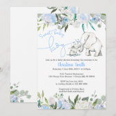 Elephant Baby Shower Invitations for a Boy Kaart (Voorkant / Achterkant)