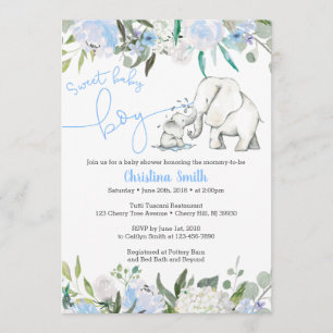 Elephant Baby Shower Invitations for a Boy Kaart