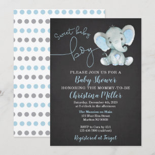 Elephant Baby Shower Invitations for a Boy Kaart