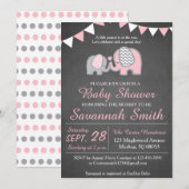Elephant Baby Shower Invitations for a Girl Kaart (Voorkant / Achterkant)
