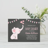 Elephant Baby Shower Invitations for a Girl Kaart (Staand voorkant)