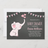 Elephant Baby Shower Invitations for a Girl Kaart (Voorkant)