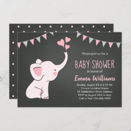 Elephant Baby Shower Invitations for a Girl Kaart