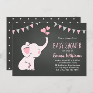 Elephant Baby Shower Invitations for a Girl Kaart