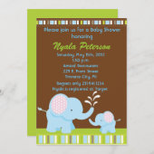 Elephant Baby Shower Invitations for Boy Kaart (Voorkant / Achterkant)