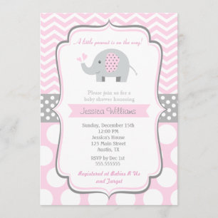 Elephant Baby Shower Invitations for Girl Kaart