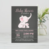 Elephant Baby Shower Invitations for Girl Kaart (Staand voorkant)