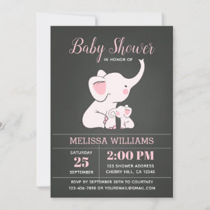 Elephant Baby Shower Invitations for Girl Kaart