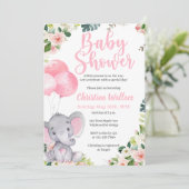Elephant Baby Shower Invitations for Girls Kaart (Staand voorkant)