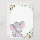 Elephant Baby Shower Invitations for Girls Kaart (Achterkant)