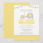 Elephant Baby Shower Invitations | Geel en grijs Kaart (Voorkant / Achterkant)