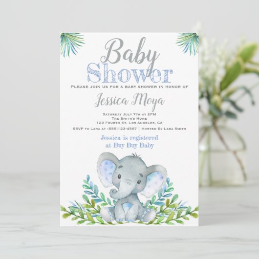 Elephant Baby Shower Invitations Kaart (Staand voorkant)
