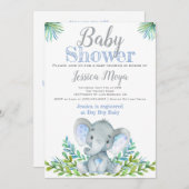 Elephant Baby Shower Invitations Kaart (Voorkant / Achterkant)