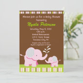 Elephant Baby Shower Invitations - Roze meisje Kaart (Staand voorkant)