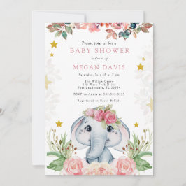 Elephant Baby Shower Invitations Roze ventilator Kaart