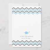 Elephant Baby shower Invite | Blauwe grijze Chevro Kaart (Achterkant)