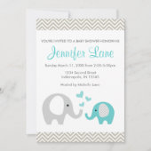 Elephant Baby shower Invite Boy Kaart (Voorkant)
