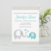 Elephant Baby shower Invite Boy Kaart (Staand voorkant)