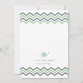 Elephant Baby shower Invite | Groene grijze Chevro Kaart (Achterkant)