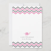 Elephant Baby shower Invite | Roze grijze Chevron Kaart (Achterkant)