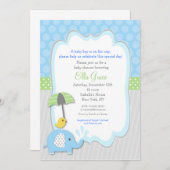 Elephant Baby Shower Invitting boy Kaart (Voorkant / Achterkant)