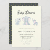 Elephant Baby shower Kaart (Voorkant / Achterkant)