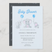 Elephant Baby shower Kaart (Voorkant / Achterkant)