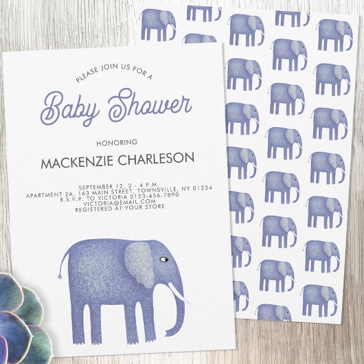 Elephant Baby shower Kaart