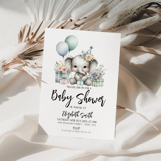Elephant Baby shower Kaart