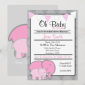 Elephant Baby shower Kaart (Voorkant / Achterkant)