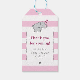 Elephant Baby shower Label - Girl Cadeaulabel