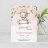 Elephant Baby shower Little Peanut op de weg Kaart (Staand voorkant)