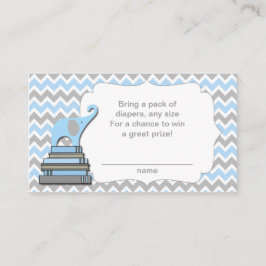 Elephant Baby shower luier loterij tickets blauw Informatiekaartje