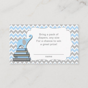 Elephant Baby shower luier loterij tickets blauw Informatiekaartje