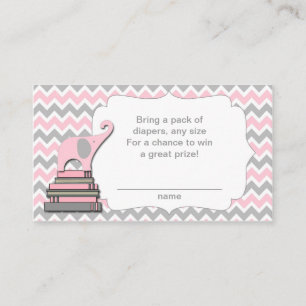 Elephant Baby shower luier loterij tickets roze Informatiekaartje