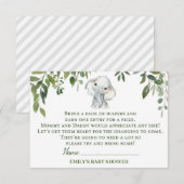 Elephant Baby shower Luier Raffle Kaart (Voorkant / Achterkant)