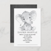 Elephant Baby shower Luier Raffle Ticket Informatiekaartje (Voorkant / Achterkant)