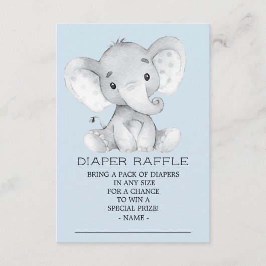 Elephant Baby shower Luier Raffle Ticket Informatiekaartje (Voorkant)