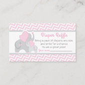 Elephant Baby shower Luier Raffle Ticket Roze Informatiekaartje (Voorkant)