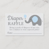 Elephant Baby shower Luier Raffle Tickets in Blauw Informatiekaartje (Voorkant)