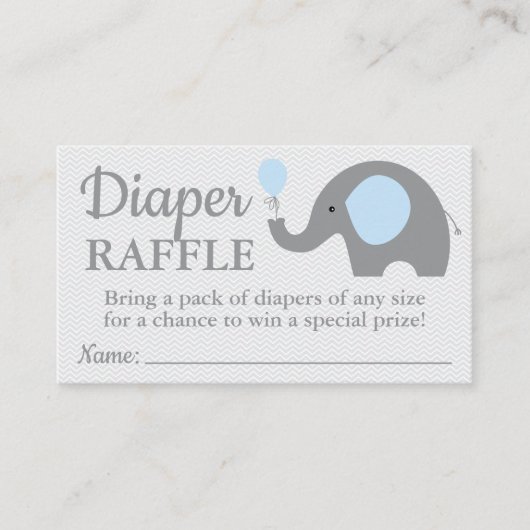Elephant Baby shower Luier Raffle Tickets in Blauw Informatiekaartje (Voorkant)