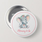 Elephant Baby shower mammie wordt nieuw mama Roze Ronde Button 7,6 Cm (Voorkant /achterkant)