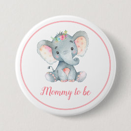 Elephant Baby shower mammie wordt nieuw mama Roze Ronde Button 7,6 Cm