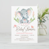 Elephant Baby shower, meisje Kaart (Staand voorkant)