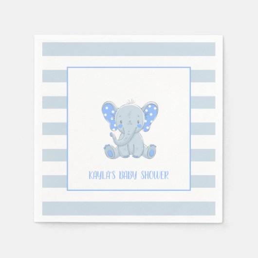 Elephant Baby shower Napkin - Boy - Custom Servet (Voorkant)