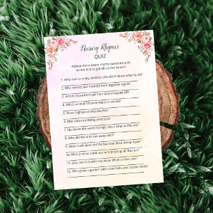 Elephant Baby shower Nursery Rhymes Game Kaart