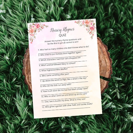 Elephant Baby shower Nursery Rhymes Game Kaart