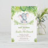 Elephant Baby shower Oerwoud Animals Baby Boy Gree Kaart (Staand voorkant)