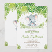 Elephant Baby shower Oerwoud Animals Baby Boy Gree Kaart (Voorkant / Achterkant)