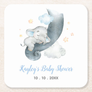 Elephant Baby shower op maat (ellephant Cloud) Kartonnen Onderzetters